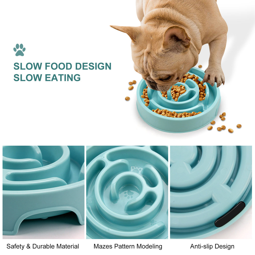 Eat Slower! Silicone Dog Puzzle Bowl for Health.