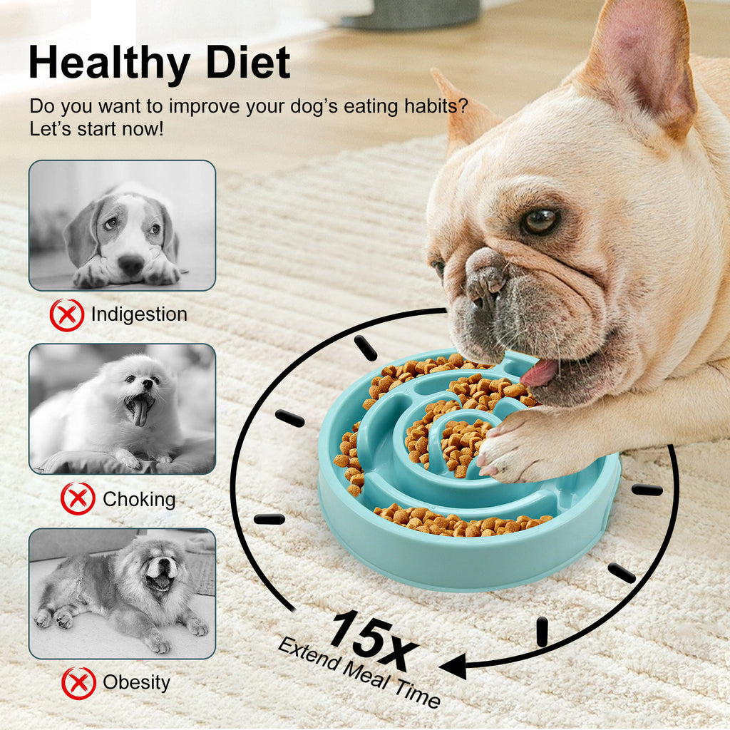Eat Slower! Silicone Dog Puzzle Bowl for Health.