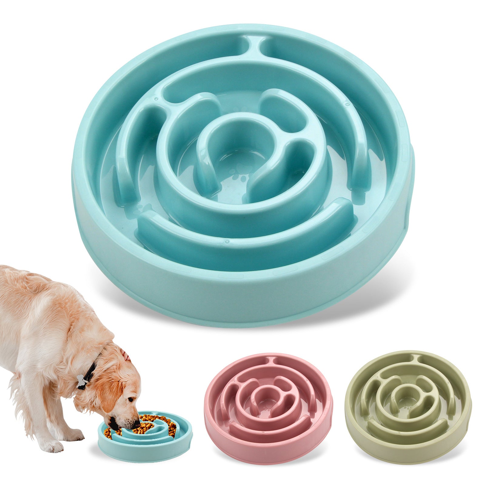 Eat Slower! Silicone Dog Puzzle Bowl for Health.